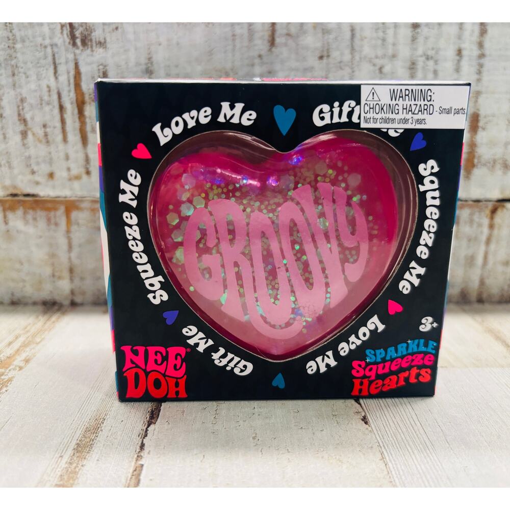 Valentines NEE DOH Groovy Pink Glitter Sensory Squish Toy NIB